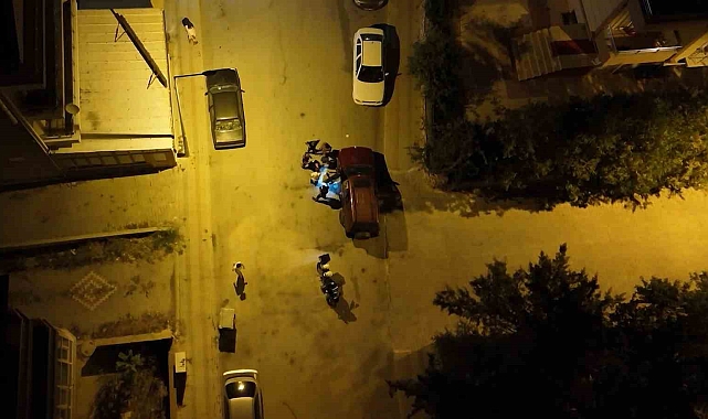 Uygulama noktasından kaçma girişimi dron kamerasına yansıdı