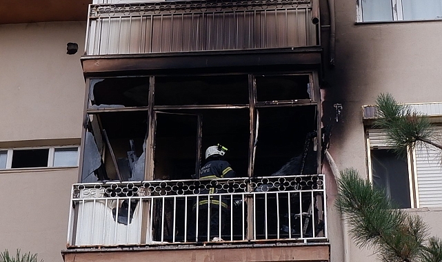 Bir apartmanda çıkan yangında mahsur kalan köpeği itfaiye kurtardı