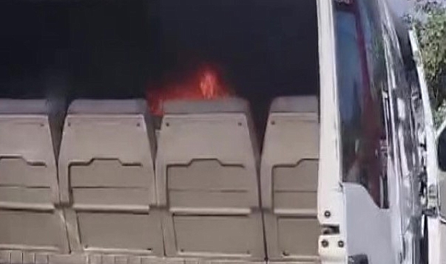 Cezai işlem uyguladığı servis aracı sürücüsü, aracını ve kendini yakmaya çalıştı