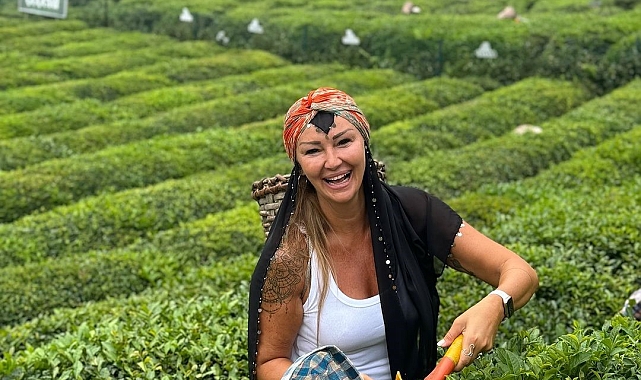Pınar Altuğ Atacan Rize&#039;de bahçeye girip çay topladı