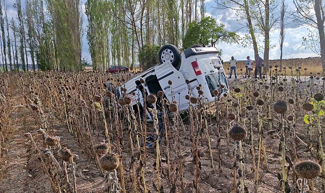 Ticari araç tarlaya devrildi 4 kişi yaralandı