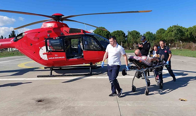 64 yaşındaki şahsın yardımına ambulans helikopter yetişti