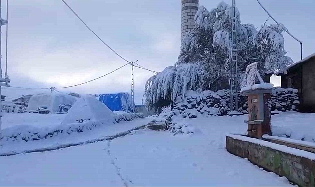 Erzurum&#039;da Yumruveren köyü beyaza büründü