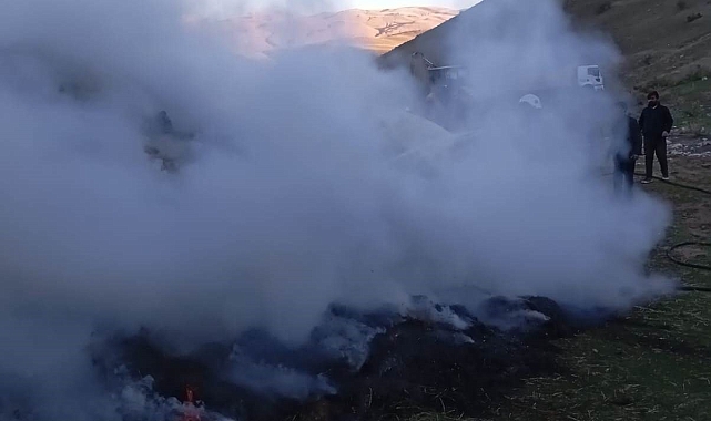 İstiflenen 9 bin 500 bağ ot yandı