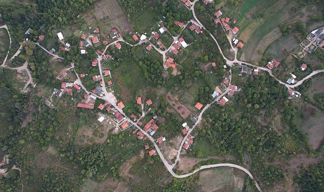 Köyün kalbi havadan görüntülendi