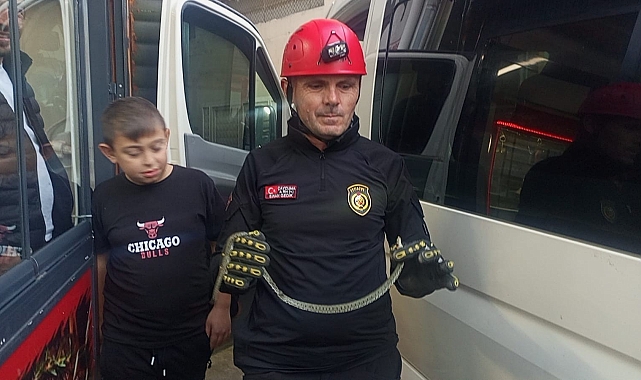 Minibüse giren yılanı, itfaiye çıkarttı