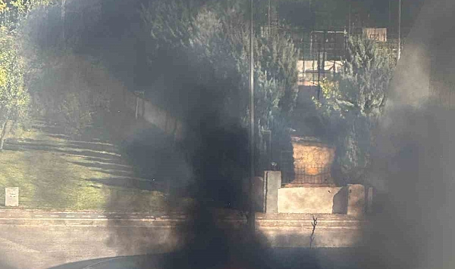 Park halindeki araç alev aldı