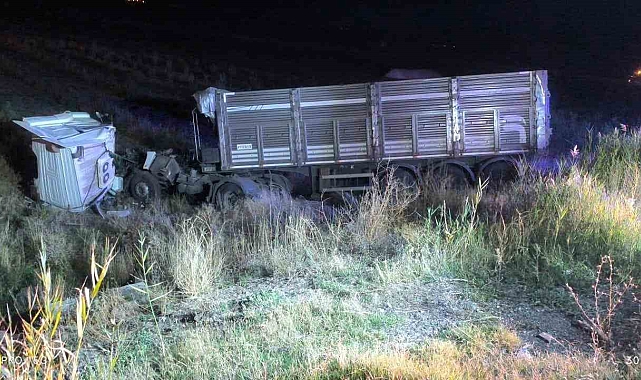 Sürücüsünün direksiyon hakimiyetini kaybeden Tır şarampole devrildi