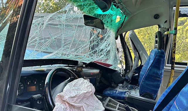 Yolcu minibüsü park halindeki tıra çarptı