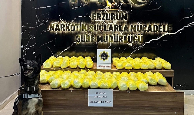 Erzurum&#039;da 80 kilo metamfetamin ele geçirildi