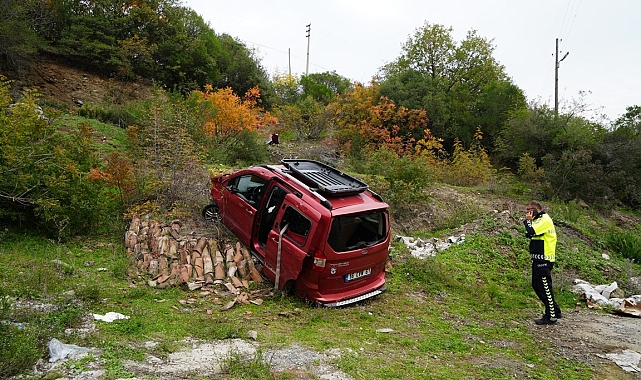 Polisten kaçan şarampole yuvarlandı