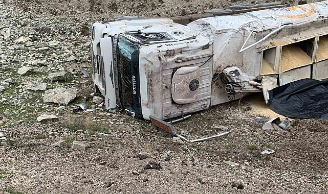 Bolu'da Yem Yüklü Kamyon Devrildi: Sürücü Yaralandı