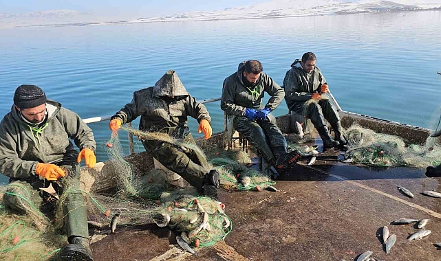Erçek Gölü&#039;nde İnci Kefali Avı Tam Gaz Devam Ediyor