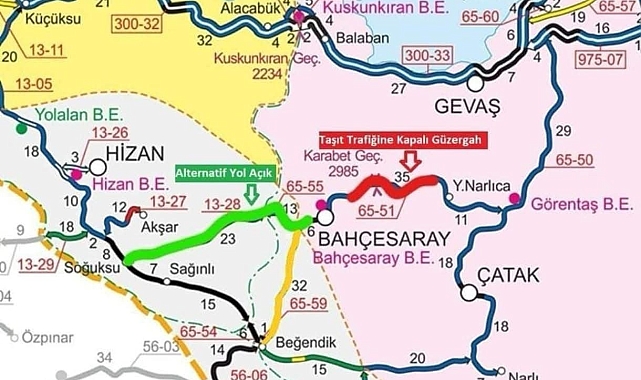 Van-Bahçesaray yolu, trafiğe kapatıldı