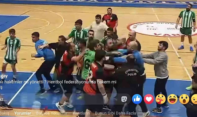Van Erek Beşyıldız ile Bafraspor hentbol maçında yumruklar havada uçuştu!
