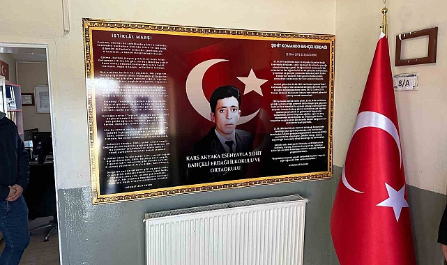 Akyaka&#039;da okulda şehit adına köşe oluşturuldu