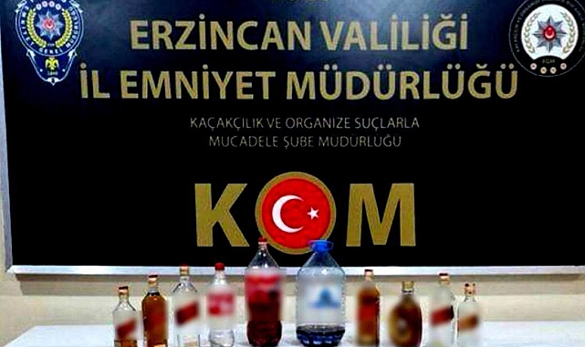 Erzincan&#039;da bir miktar kaçak ve el yapımı alkol ele geçirildi