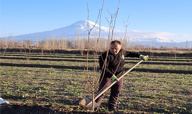 Iğdır Orman İşletme Müdürü Taner Tazegün&#039;den Yılın İlk Gününde Fidan Dikimi