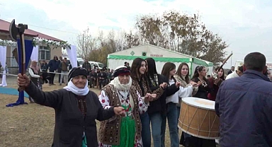 Karakuyu köyünde halay başını kaptırmak istemeyen teyzeden baltalı çözüm