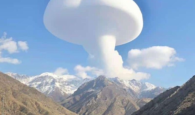 Şırnak&#039;ın Uludere&#039;sinde Doğadan Muhteşem Bir Tablo: Dev Mantar Bulutu