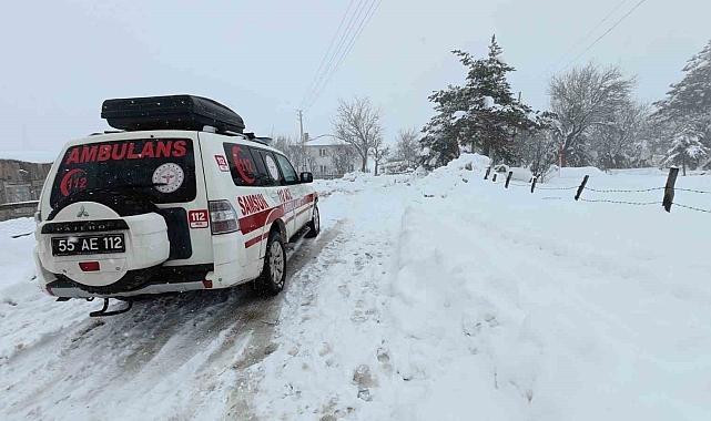 Ateşi çıkan bebek için sağlık ekipleri karlı yolları aştı
