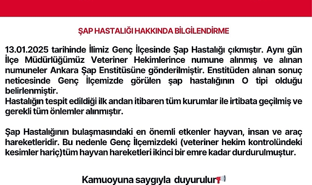 Bingöl&#039;ün Genç İlçesinde Şap Karantinası: 21 Günlük Karantina Uygulanacak