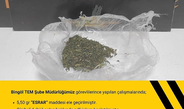 Bingöl&#039;de Uyuşturucu Operasyonu: Şüpheli Gözaltında