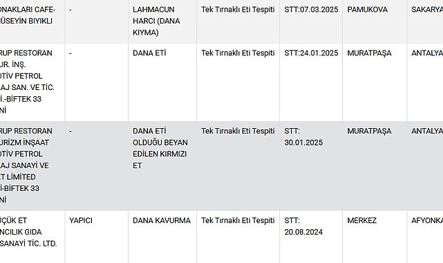 Üç Şehirde Şok Eden Tespit: Dana Eti ve Lahmacunda Tek Tırnaklı Hayvan Eti Çıktı
