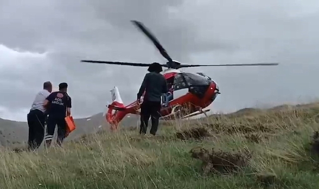 Van&#039;da dağda mahsur kalan şahıs helikopter ambulansla kurtarıldı