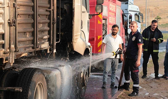 Cizre&#039;de Seyir Halindeki Tır Alev Aldı