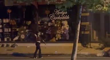 Elazığ'da Çiçekçi Dükkanına Taşlı Saldırı Kamerada