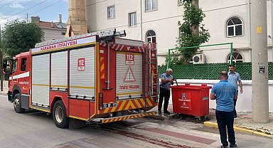 Karaman'da Çöp Konteyneri Yangını Söndürüldü