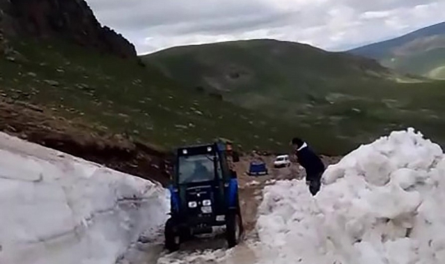 Kars&#039;ta, haziran ayının ortasında karla mücadele