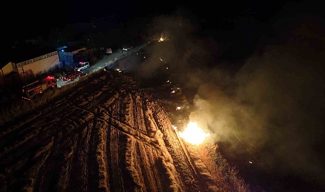 Anız yangını paniğe neden oldu: Alevler evlere sıçramadan söndürüldü