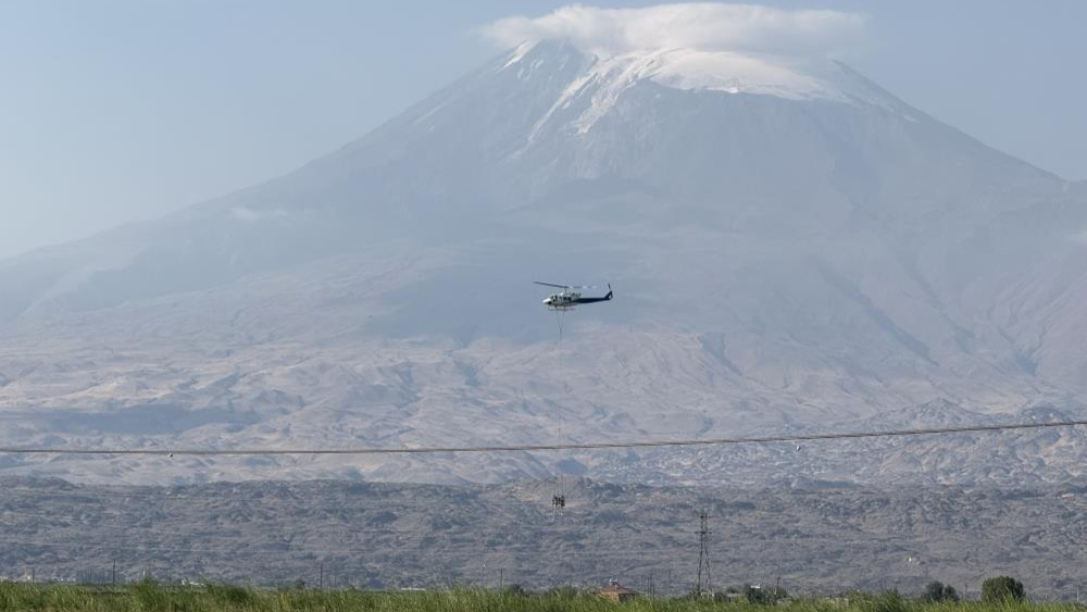 Iğdır’da Yüksek Gerilim Hatlarına Helikopterle Güvenlik Çalışması