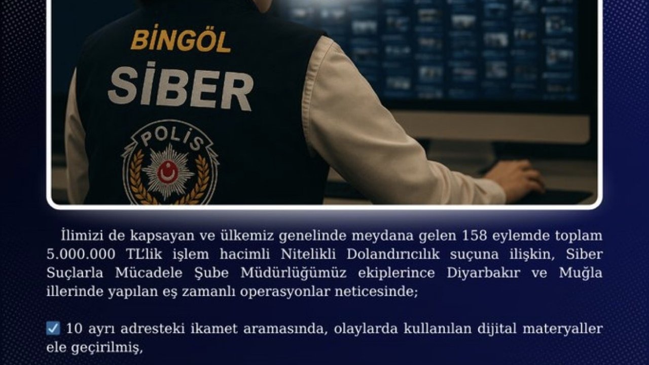 Bingöl Merkezli Dolandırıcılık Operasyonu: 4 Kişi Tutuklandı