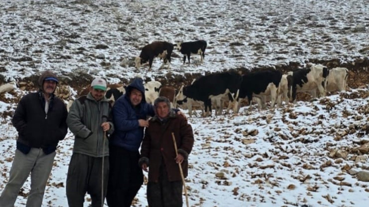 Adana&#039;nın Feke İlçesinde Kar Yağışına Yakalanan Göçer Kadın ve Sürüsü Kurtarıldı