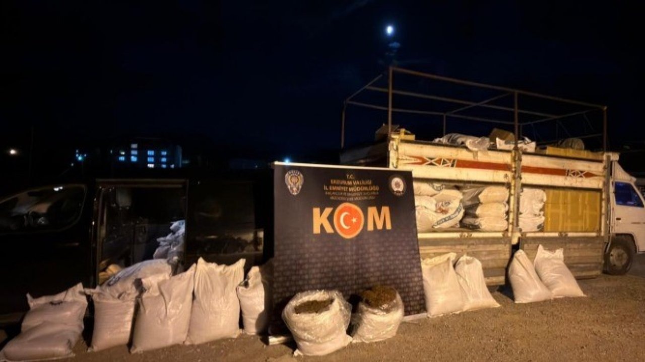 Erzurum&#039;da Büyük Tütün Kaçakçılığı Operasyonu: 3 Ton 880 Kg Tütün Ele Geçirildi
