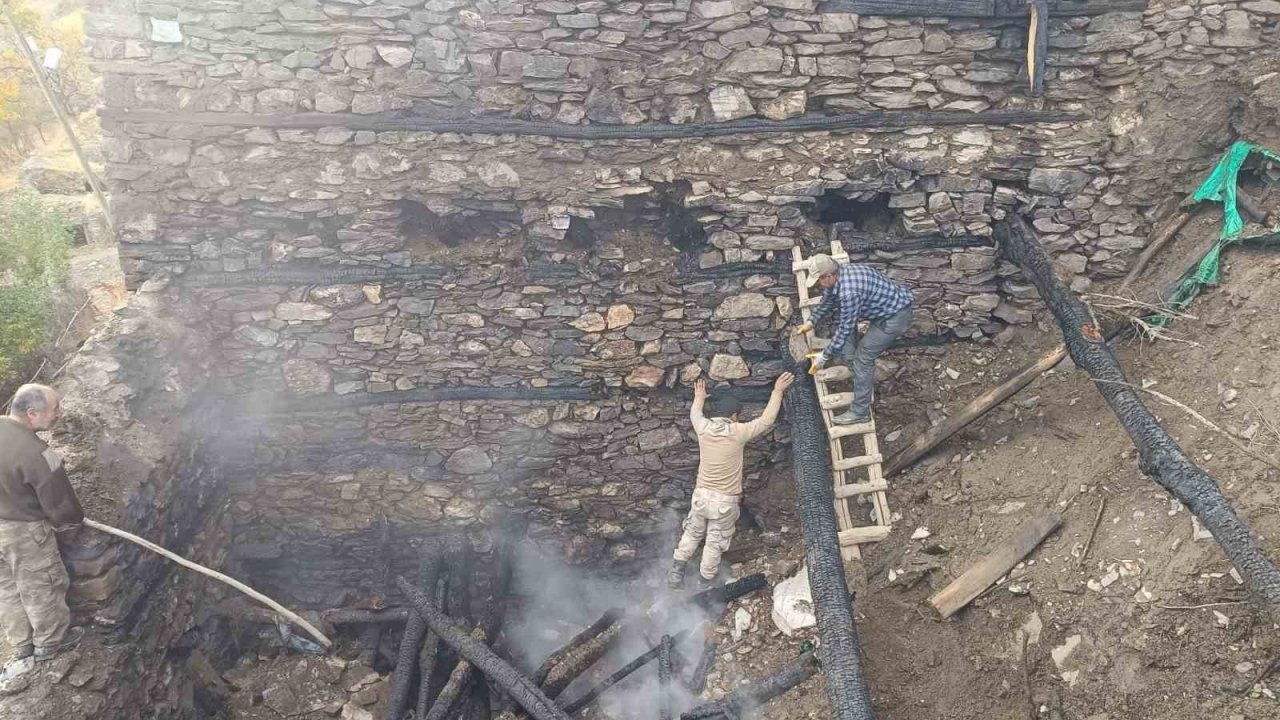 Van Bahçesaray'da Odunlukta Yangın Çıktı: Evlere Sıçramadan Kontrol Altına Alındı