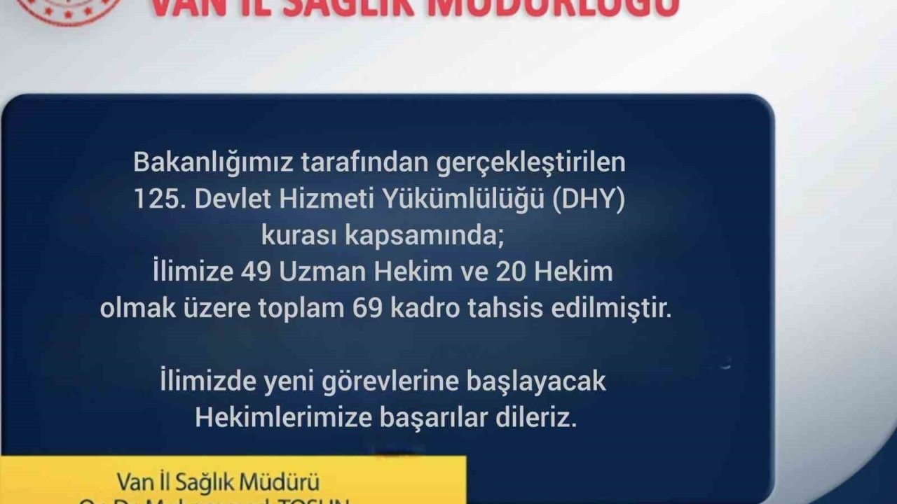 Van Sağlık Kadrosu Güçleniyor: 69 Yeni Hekim Ataması Yapıldı