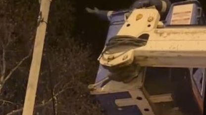 Ardahan'da Direk Tepesinde Mahsur Kalan Kedi Aras EDAŞ Ekipleri Tarafından Kurtarıldı