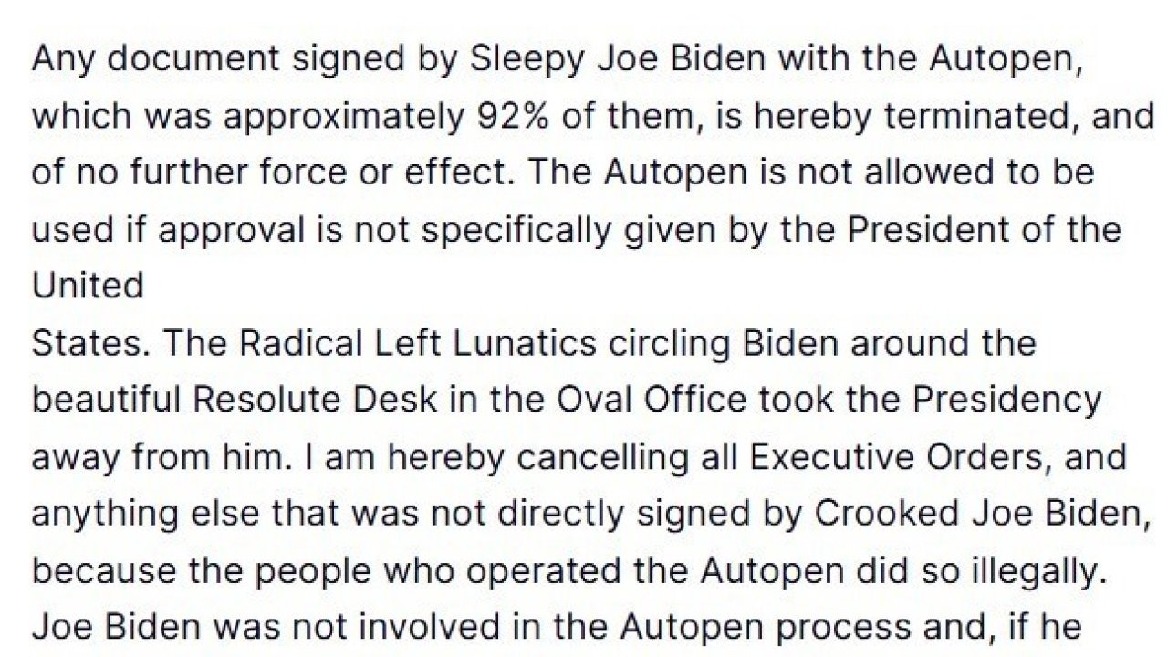 ABD Başkanı Trump’tan Biden’ın Kararnamelerine İptal Kararı: İmza Taklidi İddiası