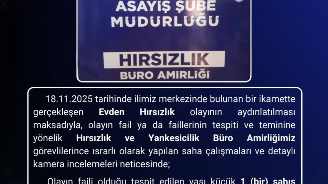 Bingöl’de Evden Hırsızlık Olayının Faili Olan Suça Sürüklenen Çocuk Yakalandı