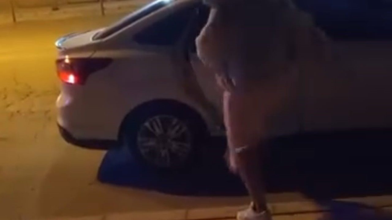 Tartıştığı Kişinin Arabasına Saldıran Kadın Görüntülendi