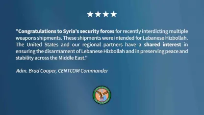 CENTCOM Komutanı Amiral Cooper'dan Suriye Güvenlik Güçlerine Hizbullah Silah Sevkiyatını Engelledikleri İçin Tebrik