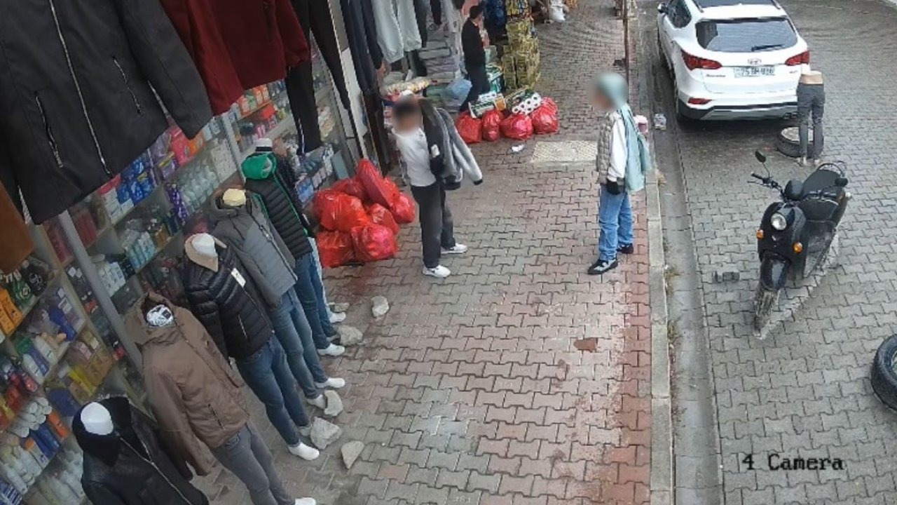Iğdır’da giyim mağazasından çocukların hırsızlığı kamerada