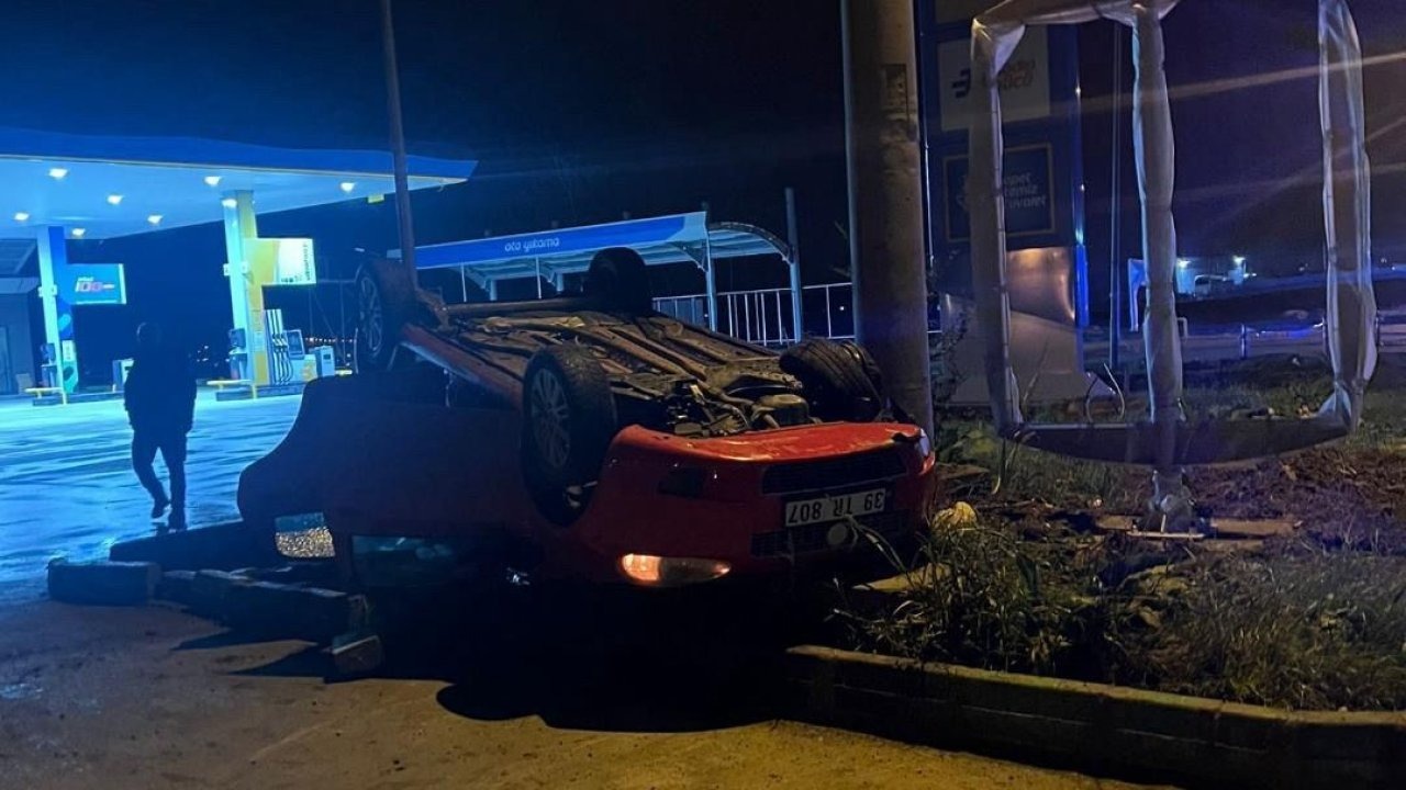 Lüleburgaz’da Kontrolden Çıkan Otomobil Takla Attı