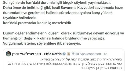 İsrail ordusundan İran açıklaması: "Sürpriz senaryolara karşı yüksek teyakkuz halindeyiz"