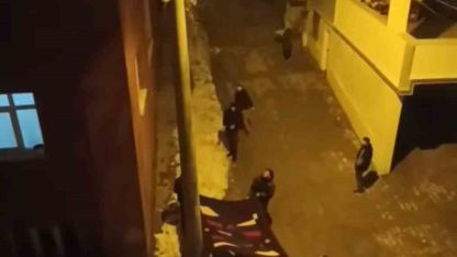 Direkte mahsur kalan kedi açılan battaniye ile kurtarıldı