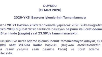 2026 YKS Başvurularında Son Gün: Saat 23.59'da Sona Eriyor